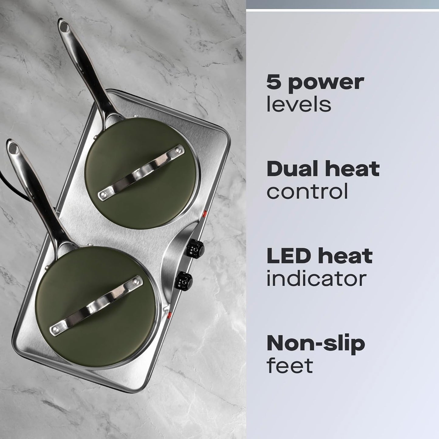 Daewoo Double Hot Plate Electric Hob – 2500W Tabletop Hob with 2 Ring Heating Plates