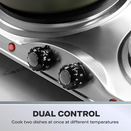 Daewoo Double Hot Plate Electric Hob – 2500W Tabletop Hob with 2 Ring Heating Plates