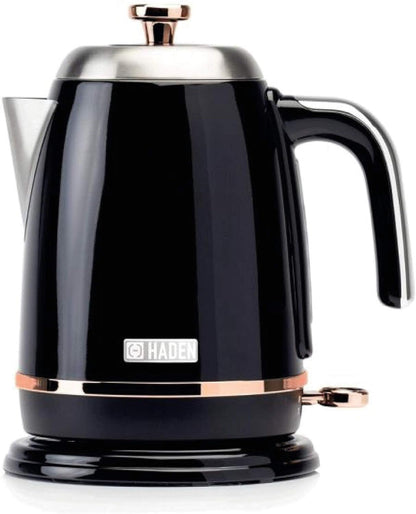 Haden Kettle Salcombe 1.7L Fast Boil Stainless Steel Auto Black & Copper