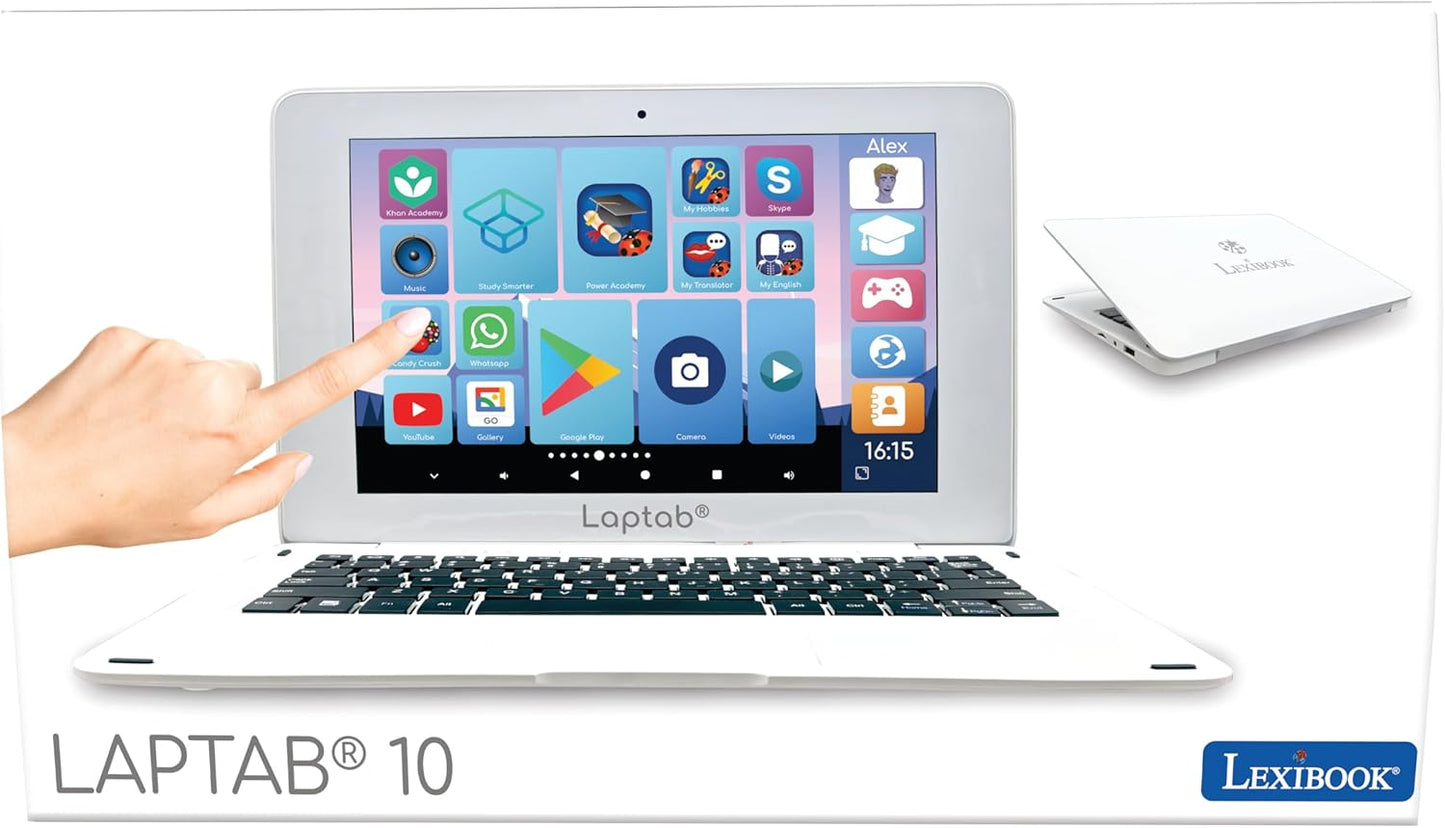 LEXIBOOK, LAPTAB 10 inch Version 11 Touchscreen Laptop, LT11EN | Android 14, Parental controls, Educational content, Ultra thin