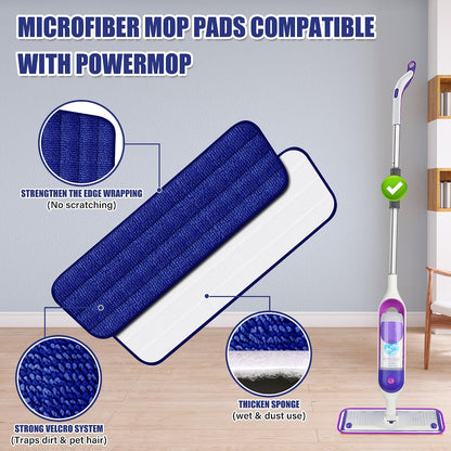 Spray Mops with 3 Washable Reusable Microfibre Pads for Cleaning Floors | Floor Mops with Sprayer Commercial Dry Dust Mop, 360° Swivel Head, 1 Refillable Bottle, for Hardwood Laminate Tile Wood Vinyl