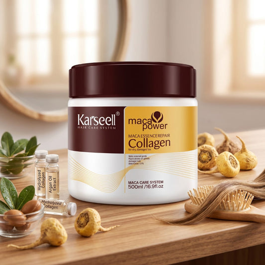Karseell Maca Power Maca Essence Repair Collagen Hair Mask 16.9 oz / 500 ml – For Dry & Damaged Hair