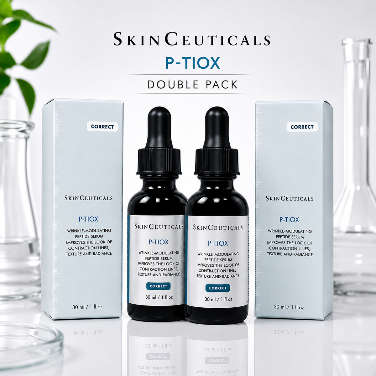 SkinCeuticals P-TIOX Wrinkle-Modulating Peptide Serum Double Pack – 2 x 1 fl oz (30 mL Each)