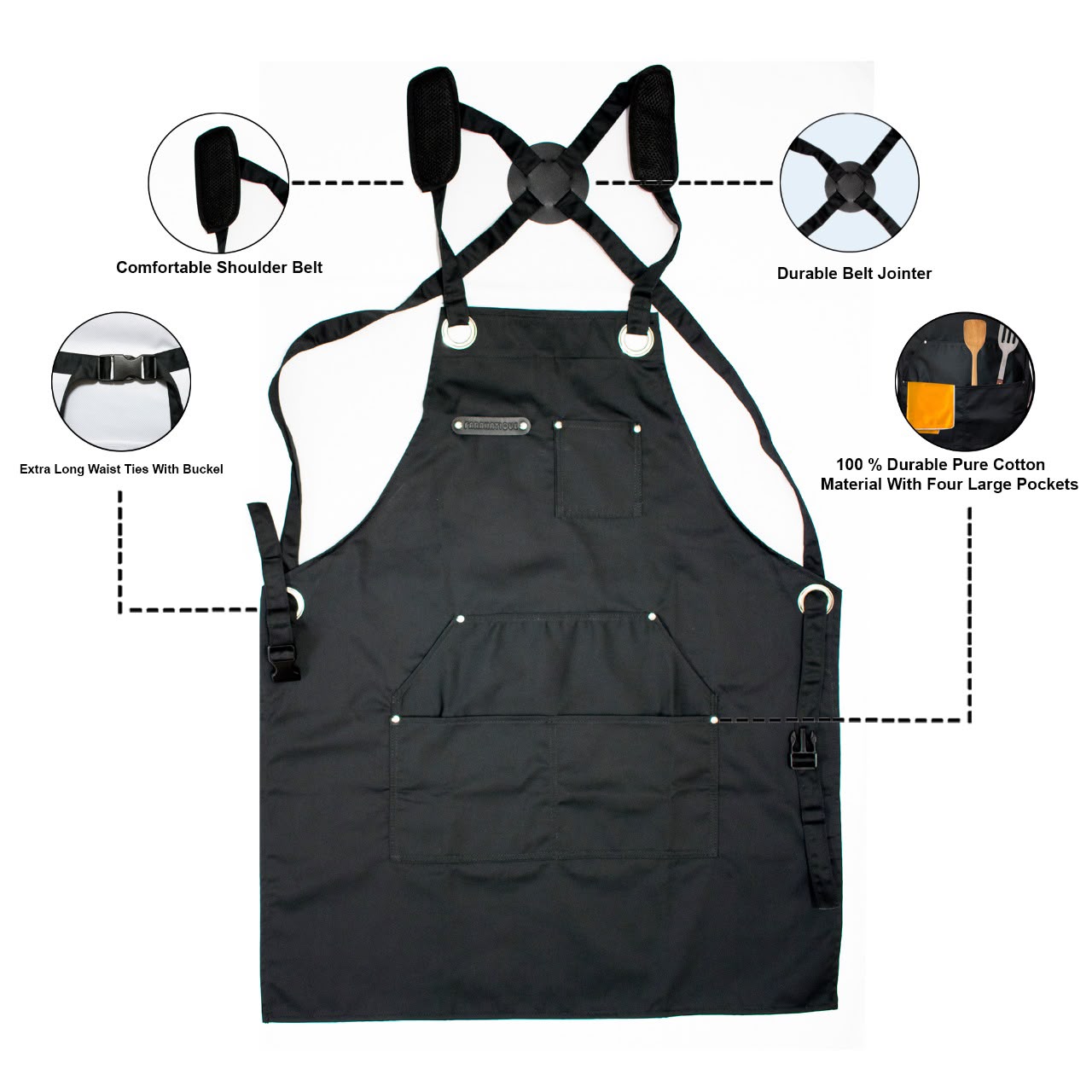 Canvas Apron Woodworking Chef Workshop Garage Garden Tool Work Shop Pockets UK