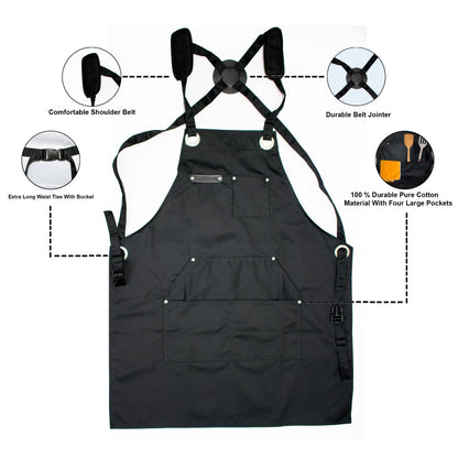 Canvas Apron Woodworking Chef Workshop Garage Garden Tool Work Shop Pockets UK