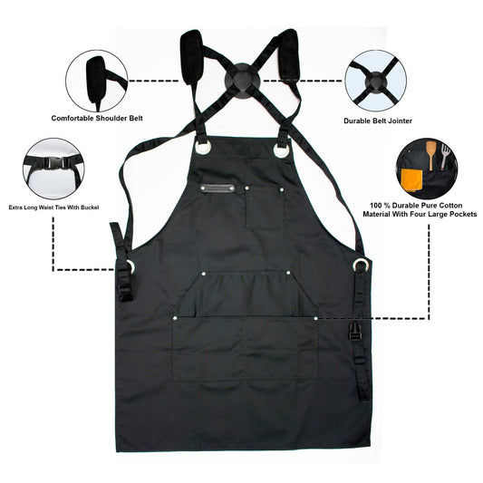 Canvas Apron Woodworking Chef Workshop Garage Garden Tool Work Shop Pockets UK