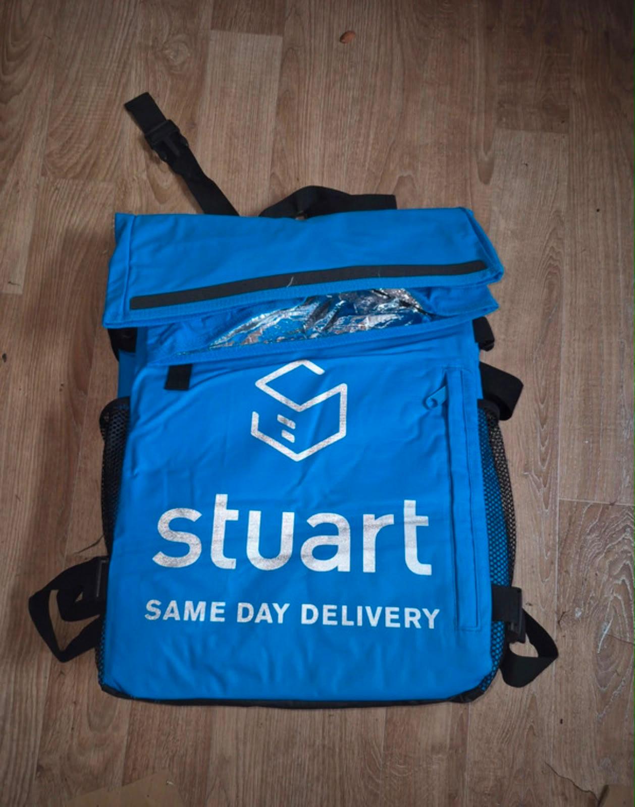 Stuart Delivery Roll-Top Courier Backpack, Blue | Roll-Top Closure, Mesh Side Pockets, Buckle Straps, Courier Use