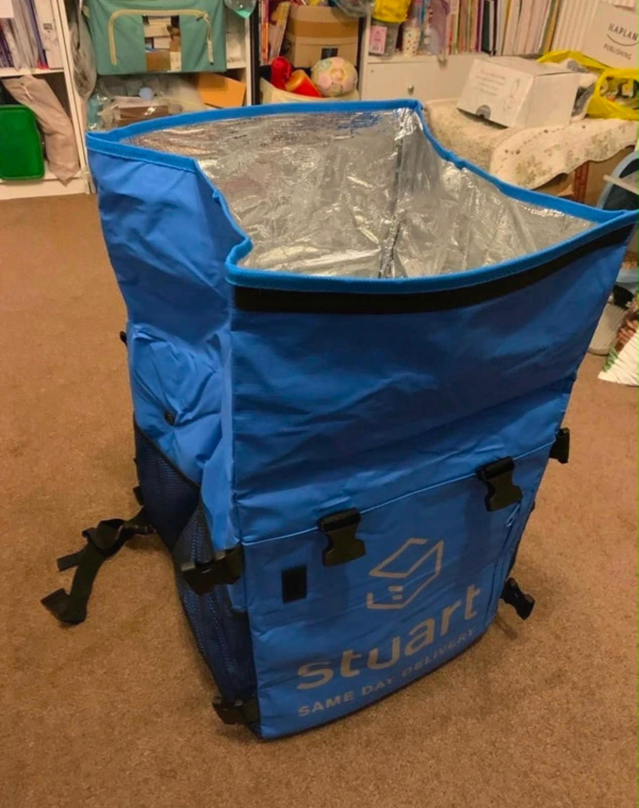 Stuart Delivery Roll-Top Courier Backpack, Blue | Roll-Top Closure, Mesh Side Pockets, Buckle Straps, Courier Use