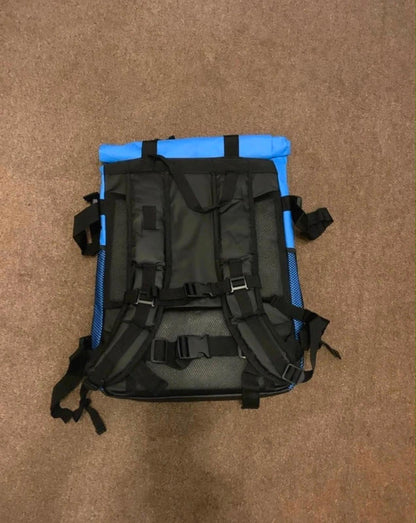 Stuart Delivery Roll-Top Courier Backpack, Blue | Roll-Top Closure, Mesh Side Pockets, Buckle Straps, Courier Use